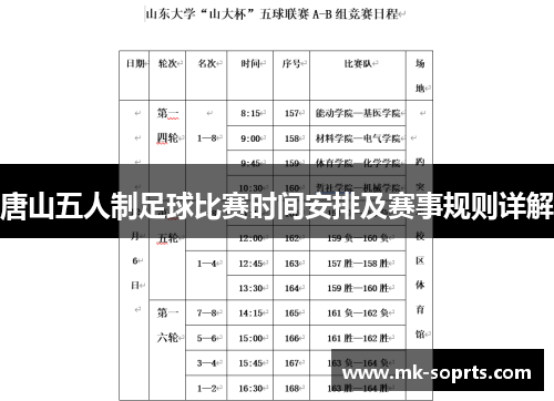 唐山五人制足球比赛时间安排及赛事规则详解